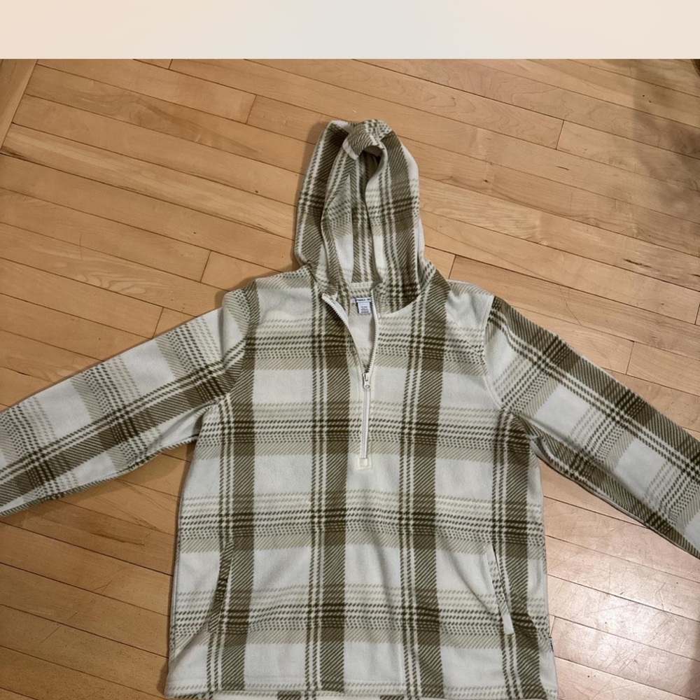 O'Neill Green and White Plaid Zip-Up Sweater